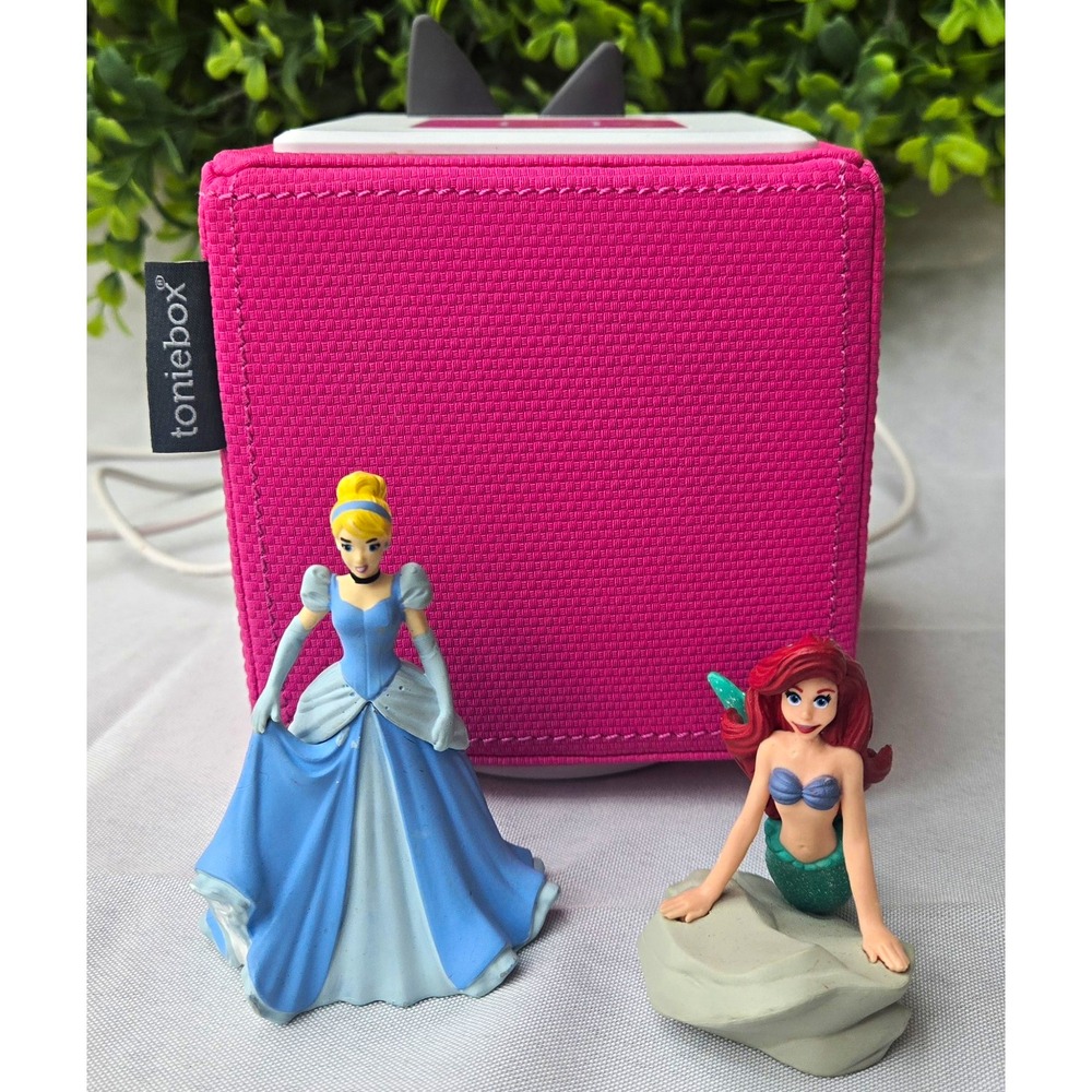 Tonies Toniebox Pink Audio Player Starter Set Bundle with Charger, Ariel & Cinde